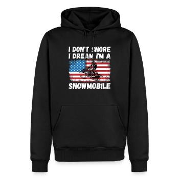 I dont snore i dream im a snowmobile - Men’s Premium Organic Hoodie - black - Front - Nico (187cm)