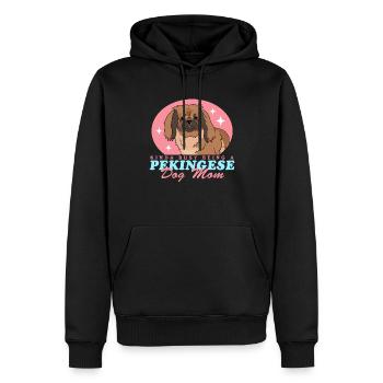 Maman Pékinoise | Cadeau de propriétaire de chien pékinois - Sweat à capuche Premium bio Homme - noir - Devant - Nico (187cm)