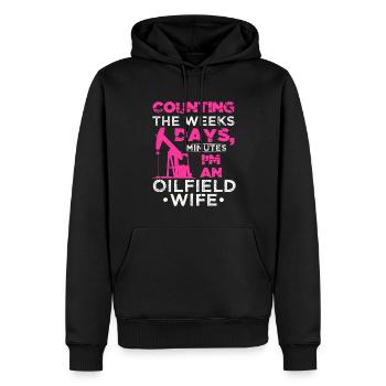 Count Weeks Days Minutes Oil Worker Wife - Men’s Premium Organic Hoodie - black - Front - Nico (187cm)