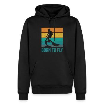 Born To Fly - Sports nautiques fun flyboarder - Sweat à capuche Premium bio Homme - noir - Devant - Nico (187cm)