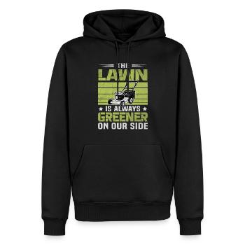 Rasen Grüner Unserer Seite - Schieb Räsenmäher - Männer Premium Bio Hoodie - Schwarz - Vorne - Nico (187cm)