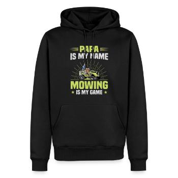 Tondeuse à gazon Tracteur Papa Nom Jeu de tonte - Sweat à capuche Premium bio Homme - noir - Devant - Nico (187cm)