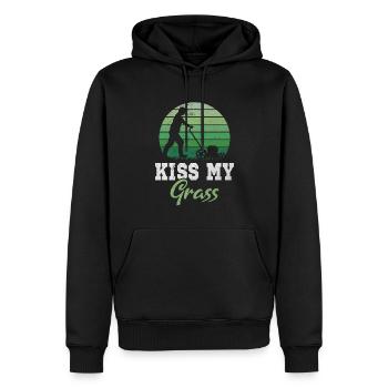 Kiss My Grass Tondeuse à gazon Entretien de pelouse Jeu de mots - Sweat à capuche Premium bio Homme - noir - Devant - Nico (187cm)