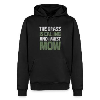 L’herbe m’appelle je dois tondre - Tondeuse à gazon Wortspiel - Sweat à capuche Premium bio Homme - noir - Devant - Nico (187cm)