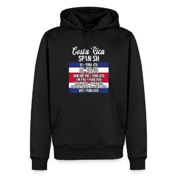 Pure Vida signifie vie simple - Costa Rica Country - Sweat à capuche Premium bio Homme - noir - Devant - Nico (187cm)