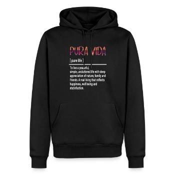 Pura Vida Définition Bonheur & Vie Simple - Sweat à capuche Premium bio Homme - noir - Devant - Nico (187cm)