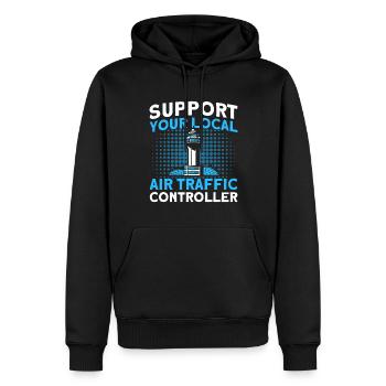 Cadeau d’aéroport de contrôle de la circulation aérienne - Sweat à capuche Premium bio Homme - noir - Devant - Nico (187cm)