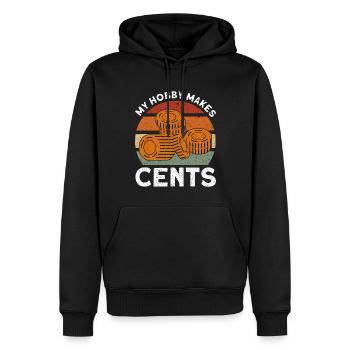 Collectionner des pièces Mon passe-temps jette des cents sur le cadeau - Sweat à capuche Premium bio Homme - noir - Devant - Nico (187cm)