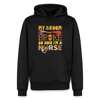 Mein Besen ist kaputt gegangen, also bin ich jetzt eine Krankenschwester, Halloween - Männer Premium Bio Hoodie - Schwarz - Vorne - Nico (187cm)