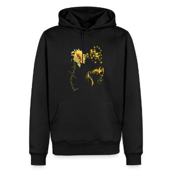 Tu es mon Sunshine Sunflower ButterflyCat - Sweat à capuche Premium bio Homme - noir - Devant - Nico (187cm)