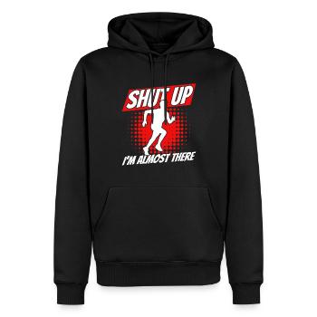 Jogging Running Runner Cadeau - Sweat à capuche Premium bio Homme - noir - Devant - Nico (187cm)