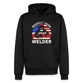 Soudeur SOUDEUR USA Cadeau patriotique - Sweat à capuche Premium bio Homme - noir - Devant - Nico (187cm)