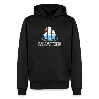 Bademeister Quietscheente Schwimmbad Enten - Männer Premium Bio Hoodie - Schwarz - Vorne - Nico (187cm)