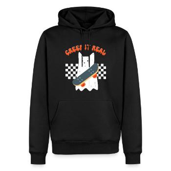 Creep it real, lustige Geisterkatze, Halloween Kostüm - Männer Premium Bio Hoodie - Schwarz - Vorne - Nico (187cm)
