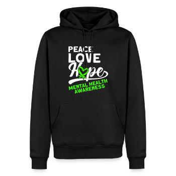 Conscience psychologique Green Loop Dépression - Sweat à capuche Premium bio Homme - noir - Devant - Nico (187cm)