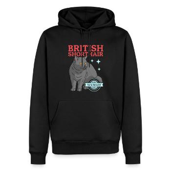 British Shorthair Papa Chat Chat Papa Cadeau - Sweat à capuche Premium bio Homme - noir - Devant - Nico (187cm)