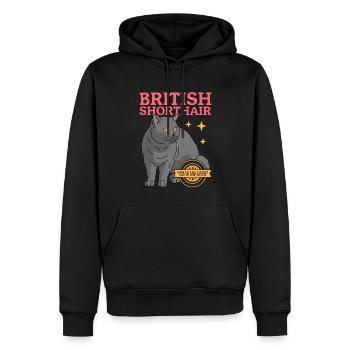 British Shorthair Mom Cat Cat Mom Cadeau - Sweat à capuche Premium bio Homme - noir - Devant - Nico (187cm)