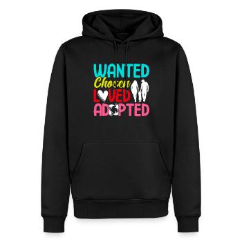 Adoption d’enfants Parents adoptifs - Sweat à capuche Premium bio Homme - noir - Devant - Nico (187cm)
