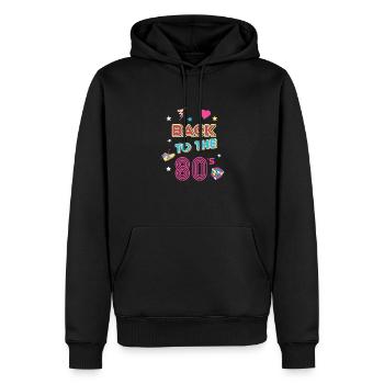 Devise des années 80 - Style des années 80 - Le meilleur des années 80 - Sweat à capuche Premium bio Homme - noir - Devant - Nico (187cm)