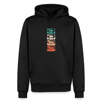 Devise des années 80 - Style des années 90 - Le meilleur des années 80 - Sweat à capuche Premium bio Homme - noir - Devant - Nico (187cm)