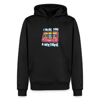 Devise des années 80 - Style des années 90 - Le meilleur des années 80 - Sweat à capuche Premium bio Homme - noir - Devant - Nico (187cm)