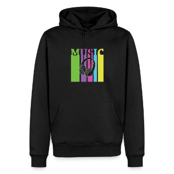 Devise des années 80 - Style des années 90 - Le meilleur des années 80 - Sweat à capuche Premium bio Homme - noir - Devant - Nico (187cm)