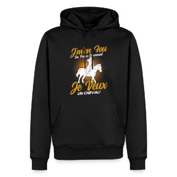 Pferde Reiter Reiten Geschenk - Männer Premium Bio Hoodie - Schwarz - Vorne - Nico (187cm)