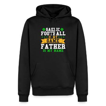Footballeur gaélique Sport d’équipe irlandais - Sweat à capuche Premium bio Homme - noir - Devant - Nico (187cm)