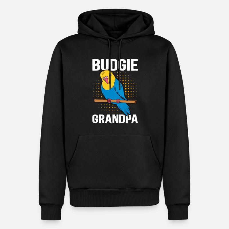 Budgerigar Grand-père Budgerigars Cadeau - Sweat à capuche Premium bio Homme - noir
