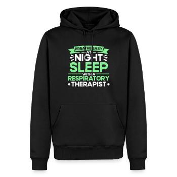 Thérapeute respiratoire agréé Respirotic T - Sweat à capuche Premium bio Homme - noir - Devant - Nico (187cm)