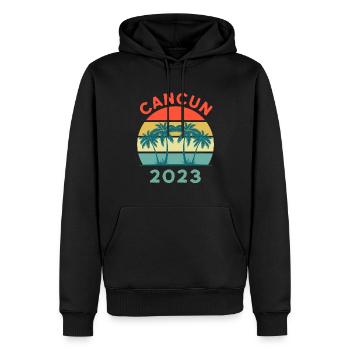 Cancun 2023 Mexiko Sommerurlaub, Cancun Retro - Männer Premium Bio Hoodie - Schwarz - Vorne - Nico (187cm)