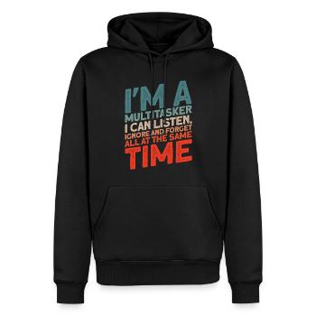 Humour noir Ironie Sarcasme Cadeau - Sweat à capuche Premium bio Homme - noir - Devant - Nico (187cm)