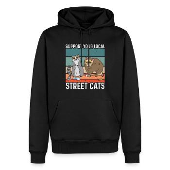 Soutenez votre cadeau de raton laveur local Street Cats - Sweat à capuche Premium bio Homme - noir - Devant - Nico (187cm)