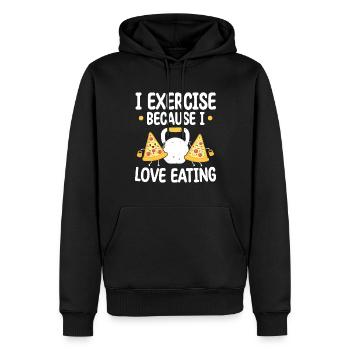 Kettlebell Pizza Exercise Because Love Eating - Männer Premium Bio Hoodie - Schwarz - Vorne - Nico (187cm)