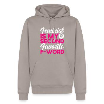 Ligestilling mellem kønnene Ligestilling mellem kønnene - Herre Premium økologisk hoodie - gråbrun - Foran - Nico (187cm)