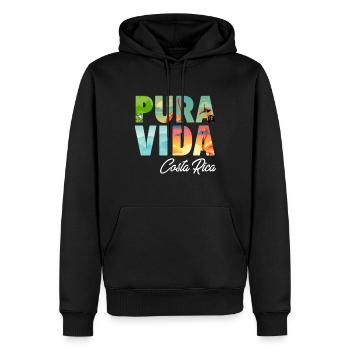Pura Vida Costa Rica Perroquet Jungle Tropicale - Sweat à capuche Premium bio Homme - noir - Devant - Nico (187cm)