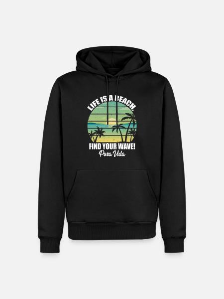 Leben Strand Finde Deine Wellte Pura Vida Latein - Männer Premium Bio Hoodie - Schwarz
