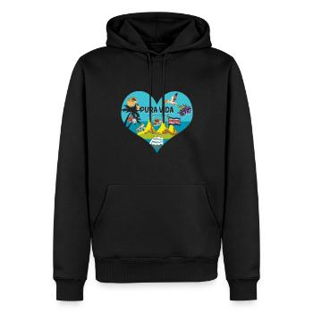 Pura Vida Coeur Costa Rica Symboles Amérique du Sud - Sweat à capuche Premium bio Homme - noir - Devant - Nico (187cm)