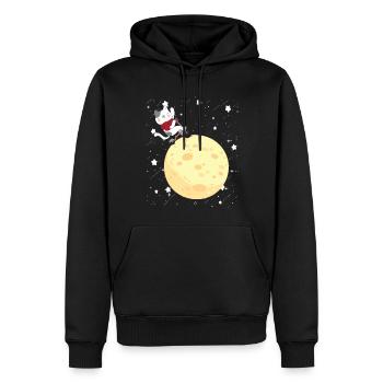 Chat fait du vélo sur la lune Chaton mignon - Sweat à capuche Premium bio Homme - noir - Devant - Nico (187cm)
