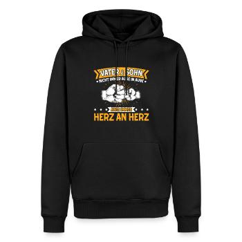 Vater & Sohn Auge In Auge Herz An Herz Geschenk - Männer Premium Bio Hoodie - Schwarz - Vorne - Nico (187cm)