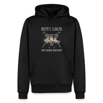 Hobbyfischer Angler Rute Raus Der Spaß Beginnt - Männer Premium Bio Hoodie - Schwarz - Vorne - Nico (187cm)