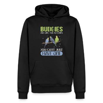 Le propriétaire de Budgerigar | Cadeau Budgerigars - Sweat à capuche Premium bio Homme - noir - Devant - Nico (187cm)