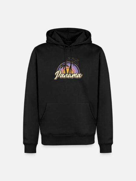 Panama Vintage Sunset Panamanian Palmen Wildness - Männer Premium Bio Hoodie - Schwarz