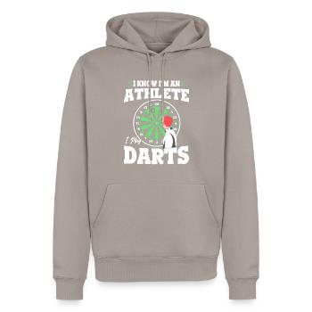 Dartsportler Dartspieler Athlete Play Darts - Männer Premium Bio Hoodie - Taupe - Vorne - Nico (187cm)