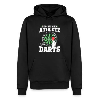 fléchettes Sportsman Joueur de fléchettes Athlète Jouer aux fléchettes - Sweat à capuche Premium bio Homme - noir - Devant - Nico (187cm)