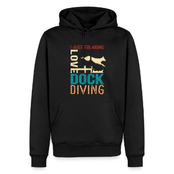 Dock Diving Dog Sports Gift - Men’s Premium Organic Hoodie - black - Front - Nico (187cm)