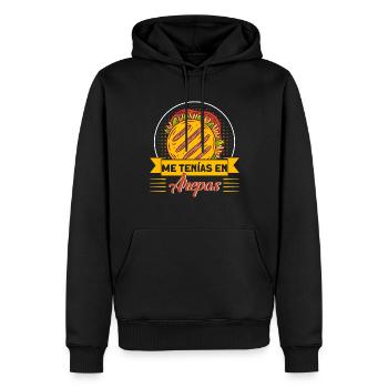 Gourmands vénézuéliens Arepa Gesche - Sweat à capuche Premium bio Homme - noir - Devant - Nico (187cm)