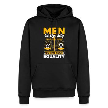 Égalité des sexes Égalité des sexes - Sweat à capuche Premium bio Homme - noir - Devant - Nico (187cm)