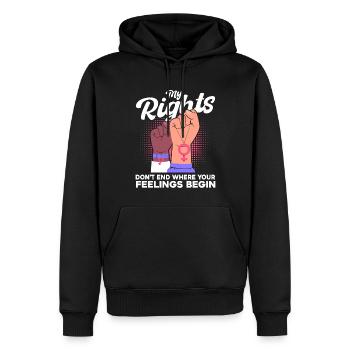 Féminisme Egalité féministe des Ges - Sweat à capuche Premium bio Homme - noir - Devant - Nico (187cm)