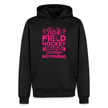 Sports d’équipe Histoire du jeu de hockey sur gazon - Sweat à capuche Premium bio Homme - noir - Devant - Nico (187cm)